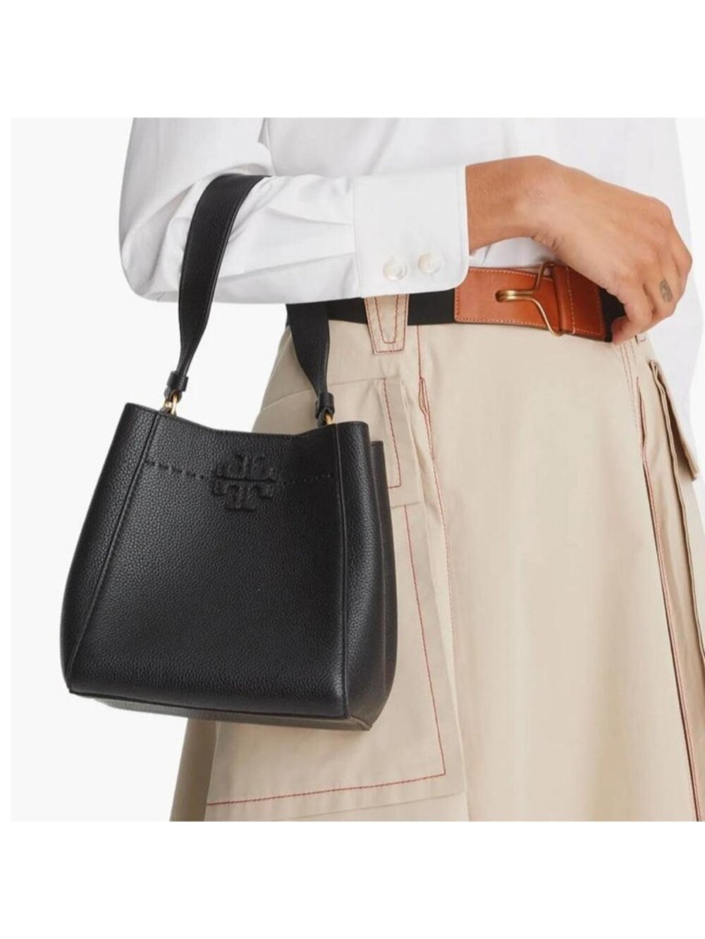 TORY BURCH McGraw Small Leather Bucket Bag